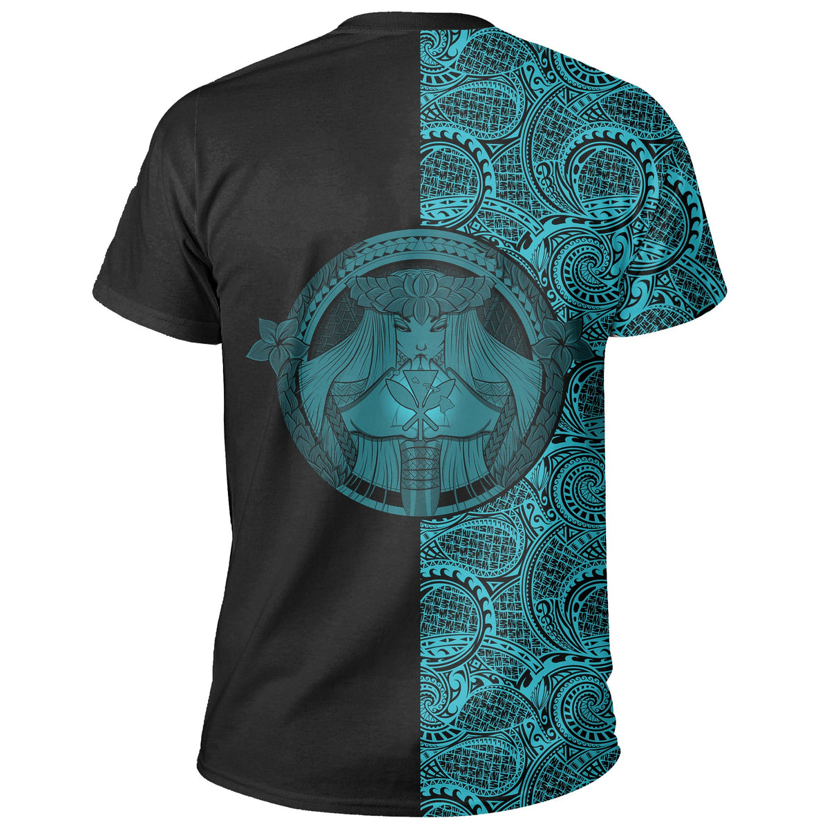 Hawaiian Polynesian Pele Kanaka T shirt The Half Blue - Polynesian Pride