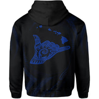 Polynesian Kanaka Shaka Map of Hawaii Zip Hoodie Blue - Polynesian Pride