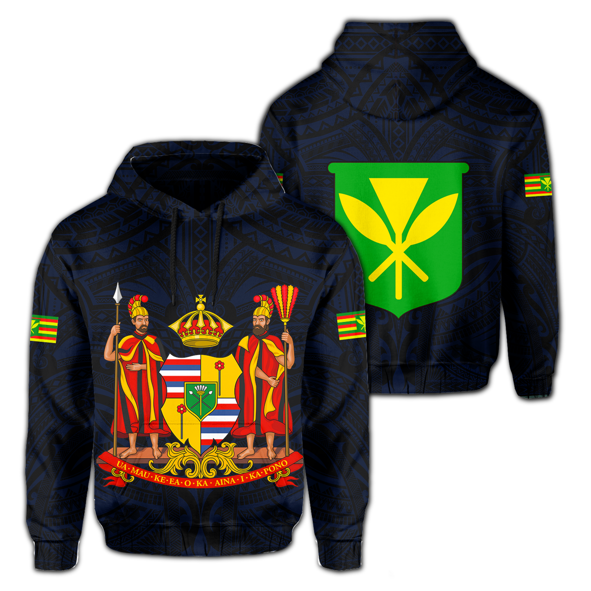 Polynesian Kanaka Maoli Royal Coat of Arms Hawaii Hoodie Blue Unisex Blue - Polynesian Pride