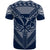 Hawaiian Kanaka Map Football Jersey T Shirt Blue and White Roger Style - Polynesian Pride