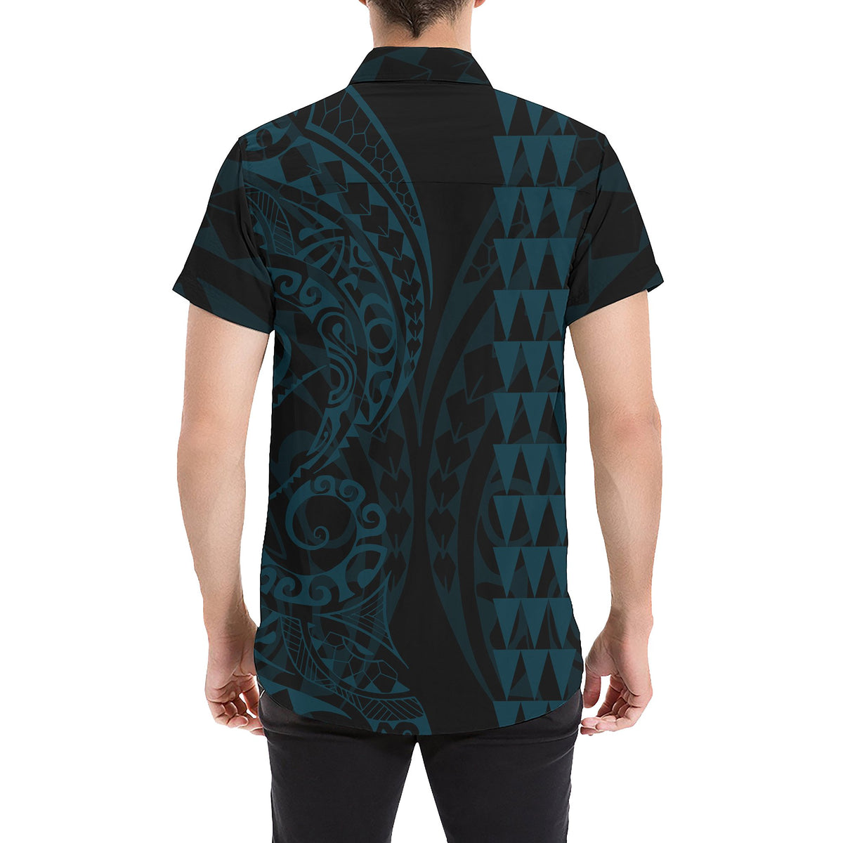 Kanaka Map Men's Short Sleeve Shirt Blue Coral - Polynesian Pride