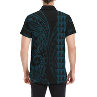 Kanaka Map Men's Short Sleeve Shirt Blue Coral - Polynesian Pride