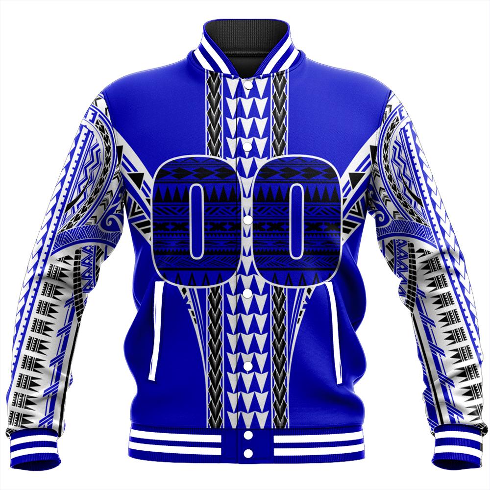 (Personalised) Hawaii Baseball Jacket - Blue Football Baseball Jacket - AH Unisex Blue - Polynesian Pride