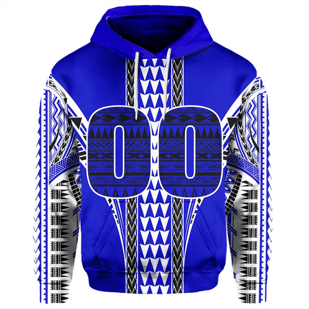 Custom Hawaii Hoodie Blue Football Pullover Hoodie Unisex Blue - Polynesian Pride