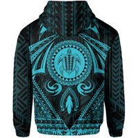 Polynesian Kakau Kanaka Turtle Map Hawaii Hoodie Circle Style Blue - Polynesian Pride