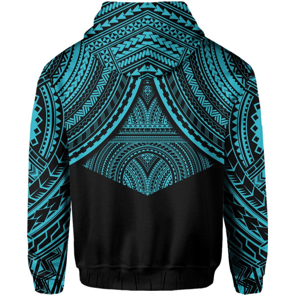 Polynesian Skull Hawaii Zip Hoodie Blue Circle Style - Polynesian Pride