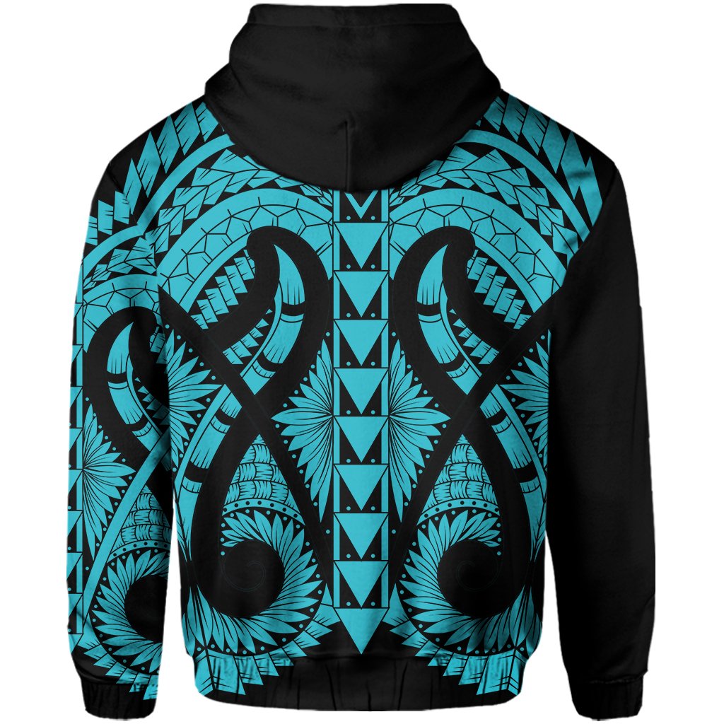 Hawaii Polynesian Zip Hoodie In My Heart Ryan Style Blue - Polynesian Pride