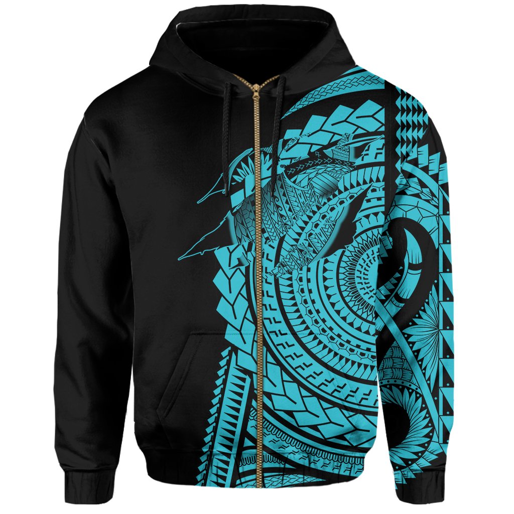 Hawaii Polynesian Zip Hoodie In My Heart Ryan Style Blue - Polynesian Pride