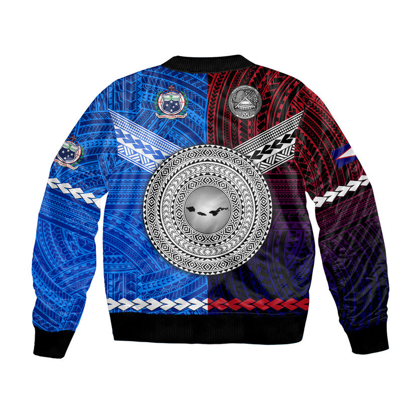 American Samoa And Western Samoa Bomber Jacket Together LT8 - Polynesian Pride