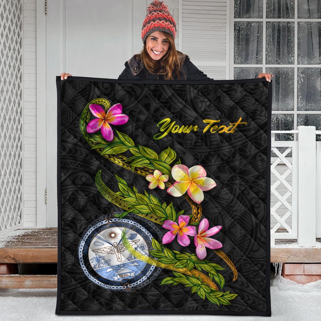 Marshall Islands Polynesian Custom Personalised Quilt - Plumeria Tribal - Polynesian Pride