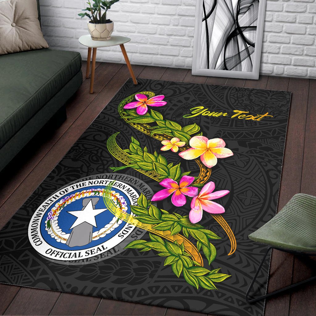 Nothern Mariana Islands Polynesian Custom Personalised Area Rug - Plumeria Tribal - Polynesian Pride