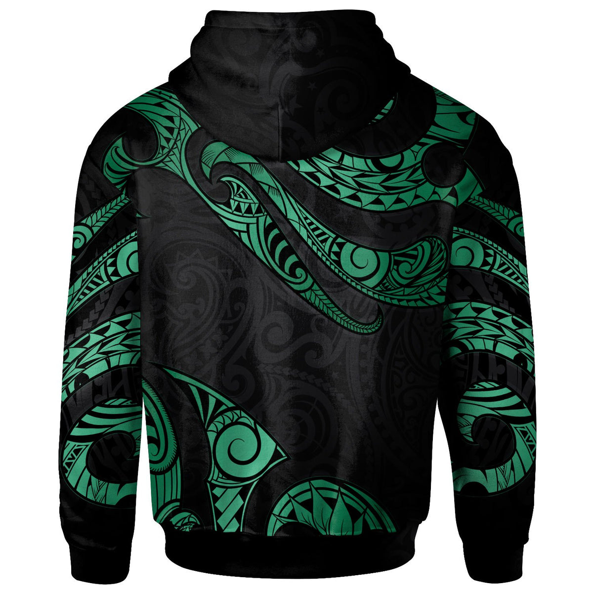 Hawaii Polynesian Hoodie Zip up Polynesian Tattoo Green Version - Polynesian Pride