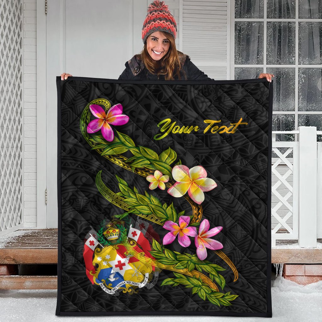 Tonga Polynesian Custom Personalised Quilt - Plumeria Tribal - Polynesian Pride