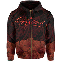 Polynesian Hibiscus Seal of Hawaii Zip Hoodie Orange - Polynesian Pride