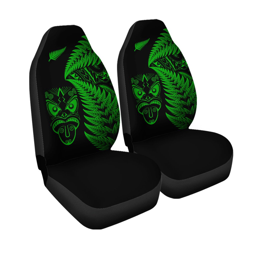 New Zealand Haka Rugby Maori Car Seat Cover Silver Fern Vibes - Green LT8 Set of 2 Universal Fit Green - Polynesian Pride