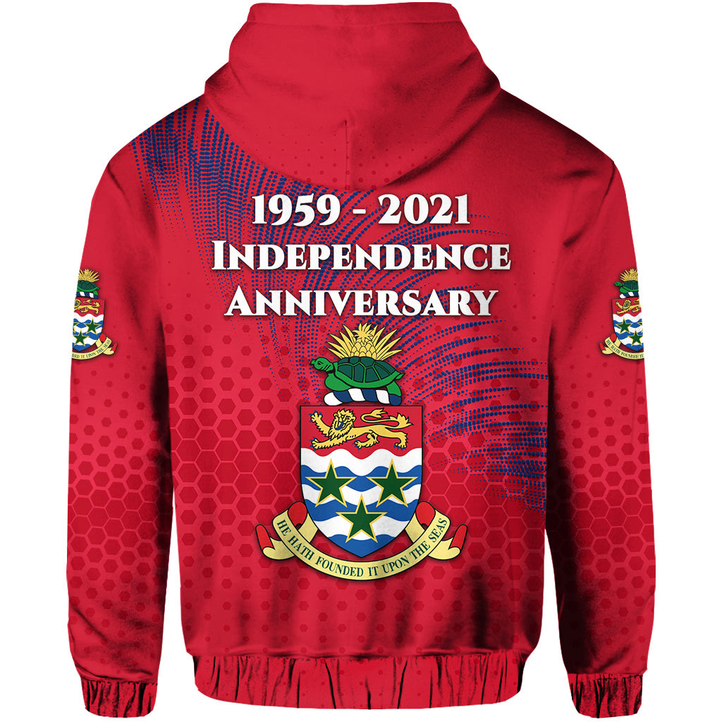 Cayman Islands Zip Hoodie Coat of Arms Independence Anniversary Simple Style Red LT8 - Polynesian Pride