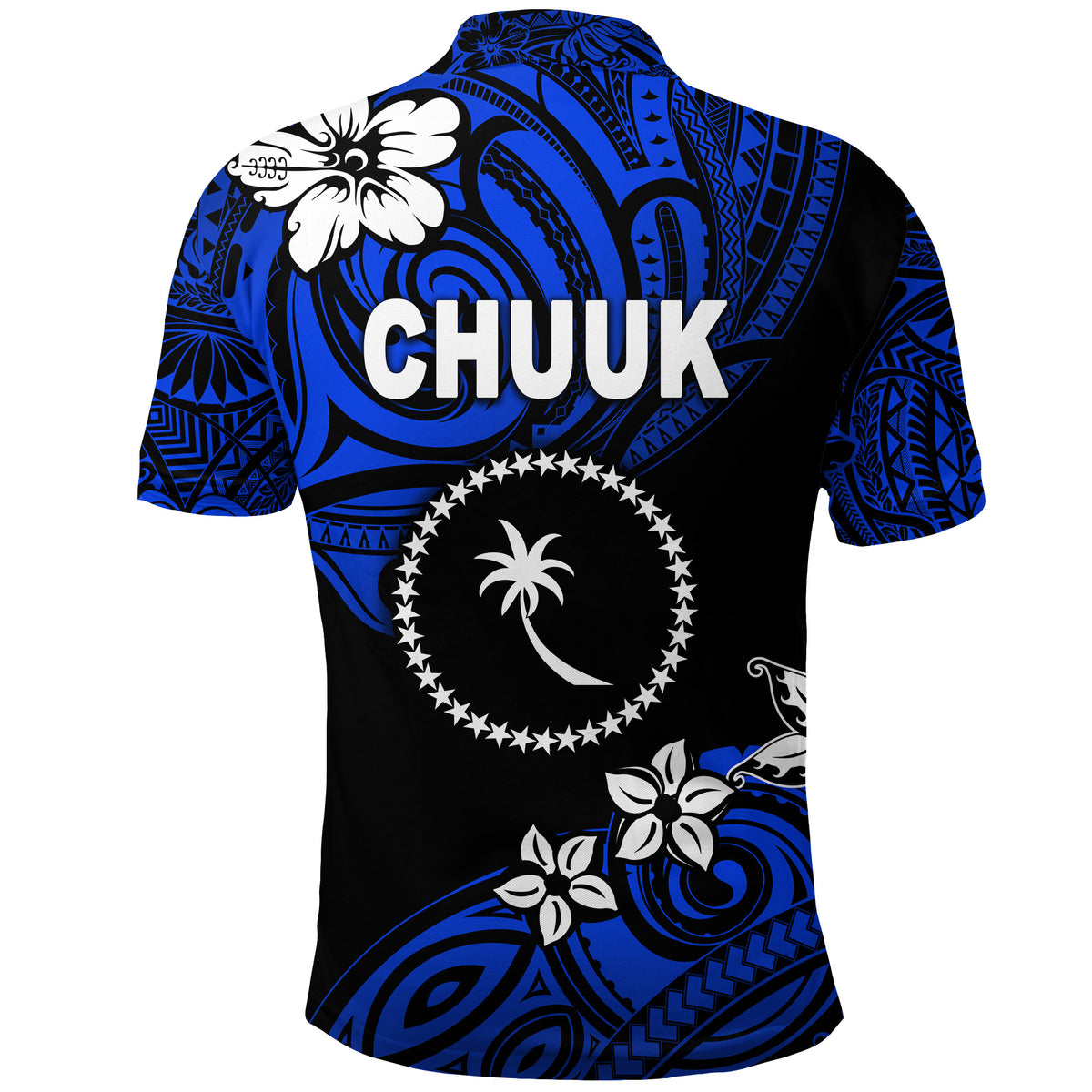 FSM Chuuk Polo Shirt Unique Vibes Blue LT8 - Polynesian Pride