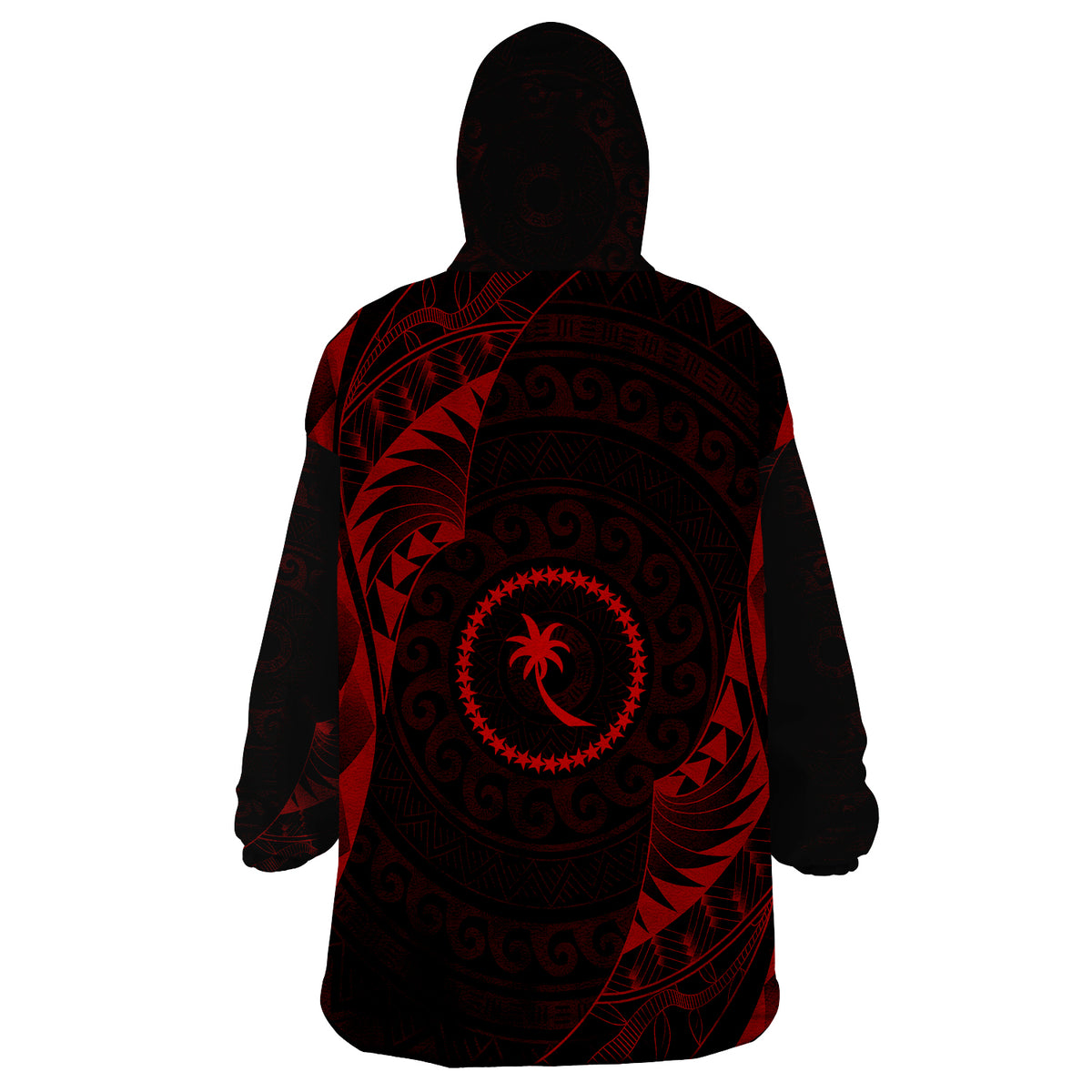Chuuk Polynesian Pattern Style Red Color Wearable Blanket Hoodie LT9 - Polynesian Pride