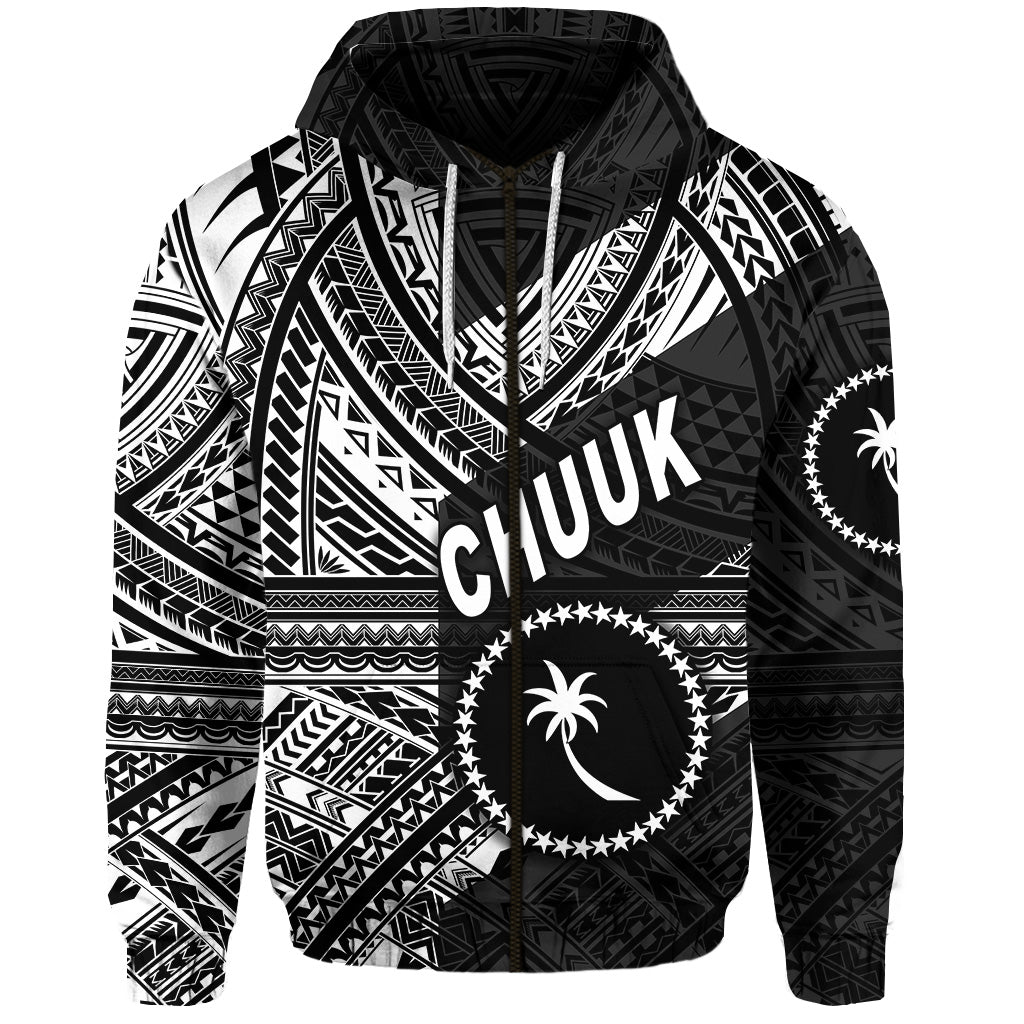 FSM Chuuk Zip Hoodie Original Style Black LT8 - Polynesian Pride