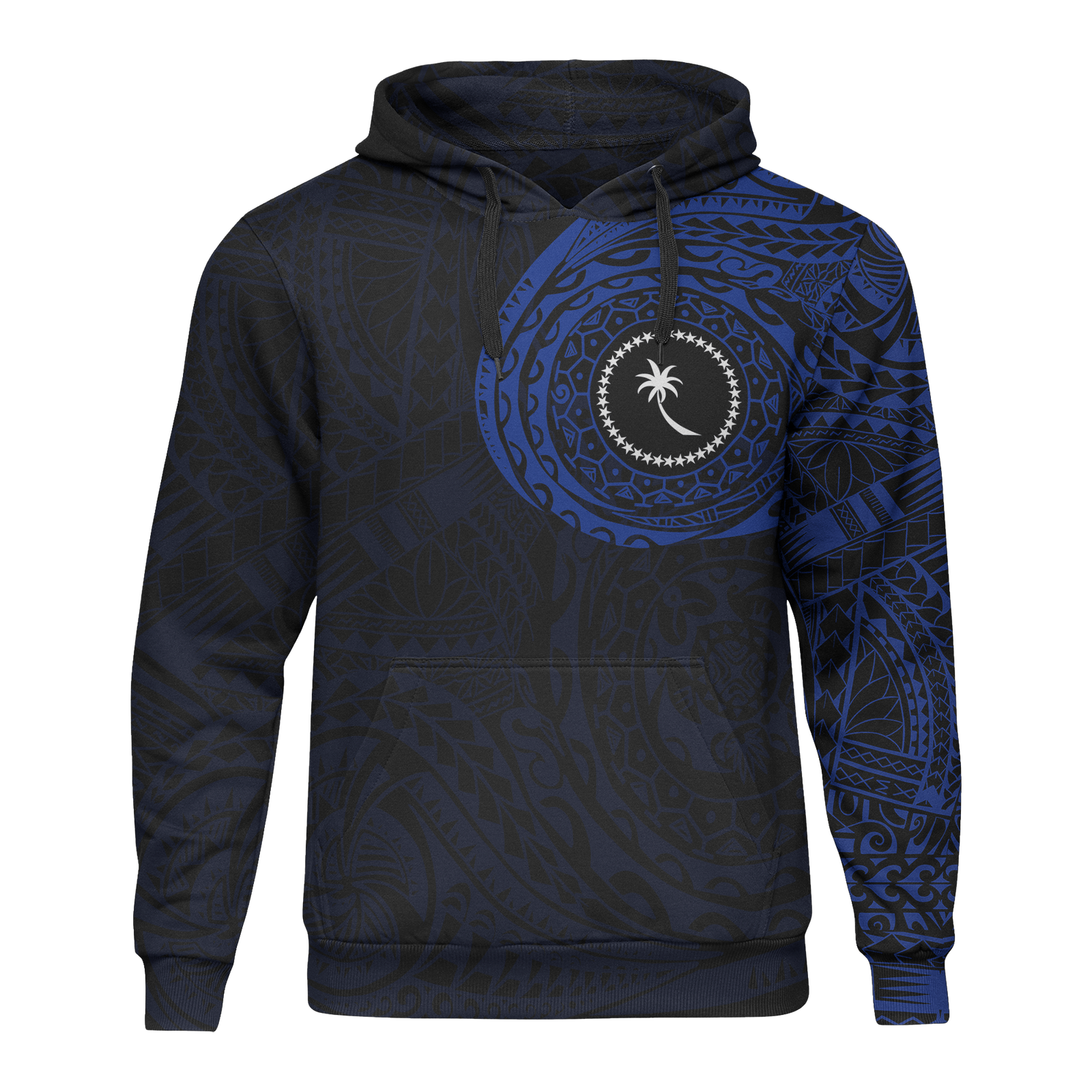 Micronesia All Over Print Hoodie Chuuk In My Heart Blue Unisex Black - Polynesian Pride