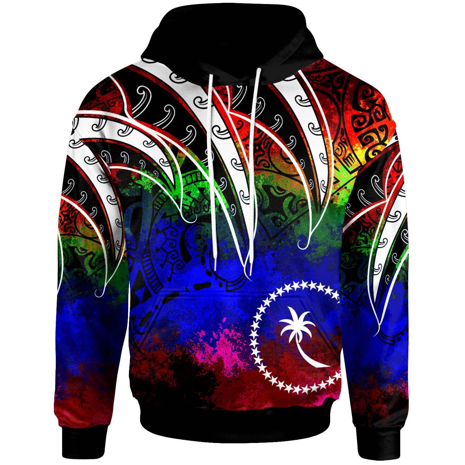 Chuuk Hoodie Tropical Leaf Rainbow Color Unisex Rainbow - Polynesian Pride