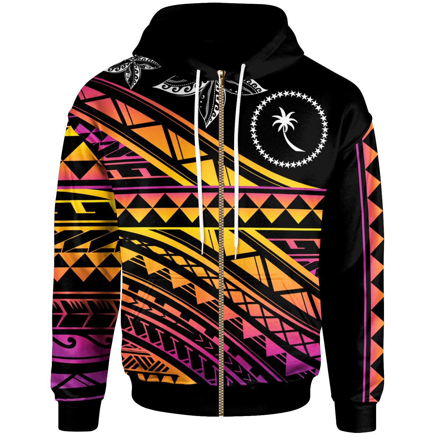 Chuuk Custom Zip Hoodie Special Polynesian Ornaments Unisex Black - Polynesian Pride