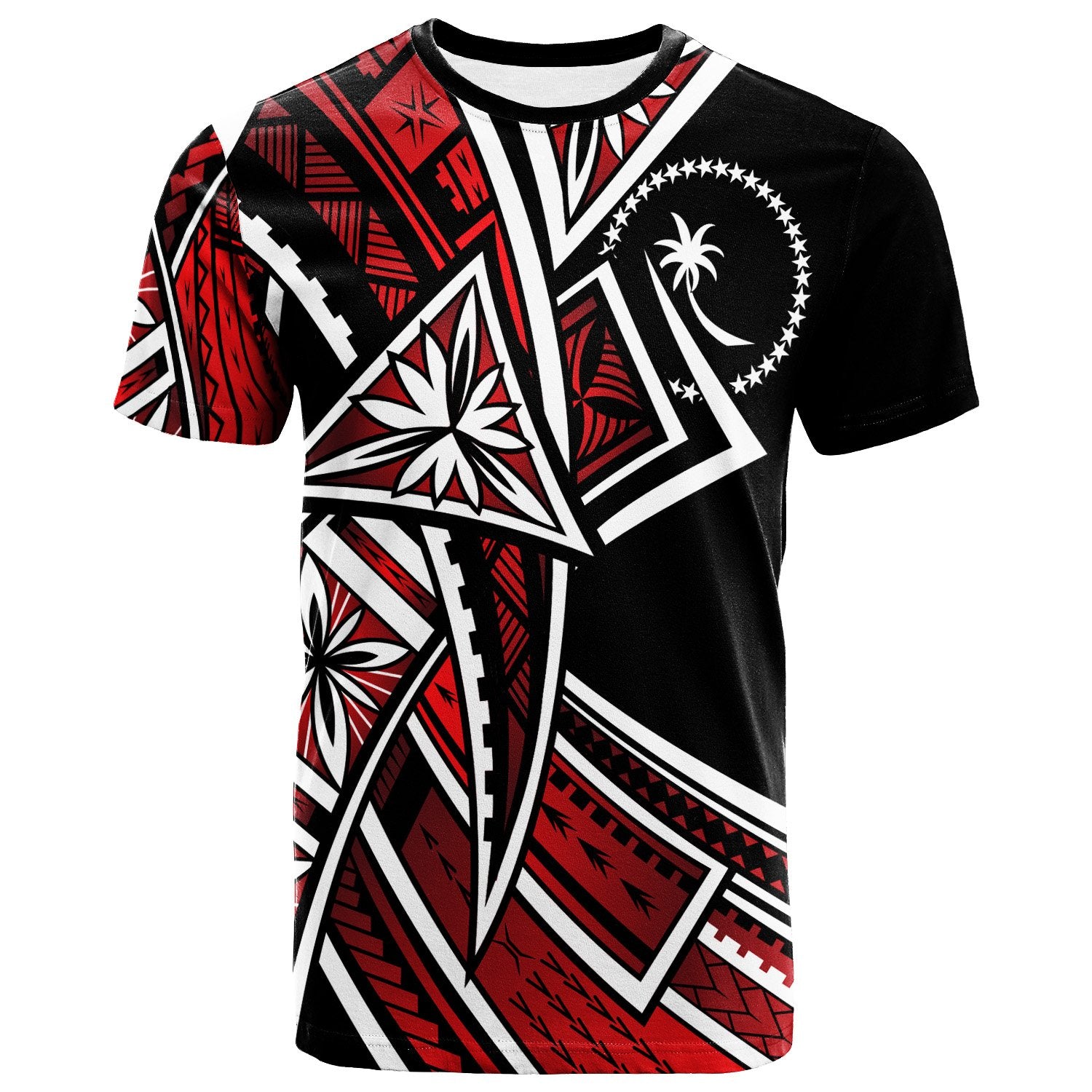 Chuuk T Shirt Tribal Flower Special Pattern Red Color Unisex Red - Polynesian Pride