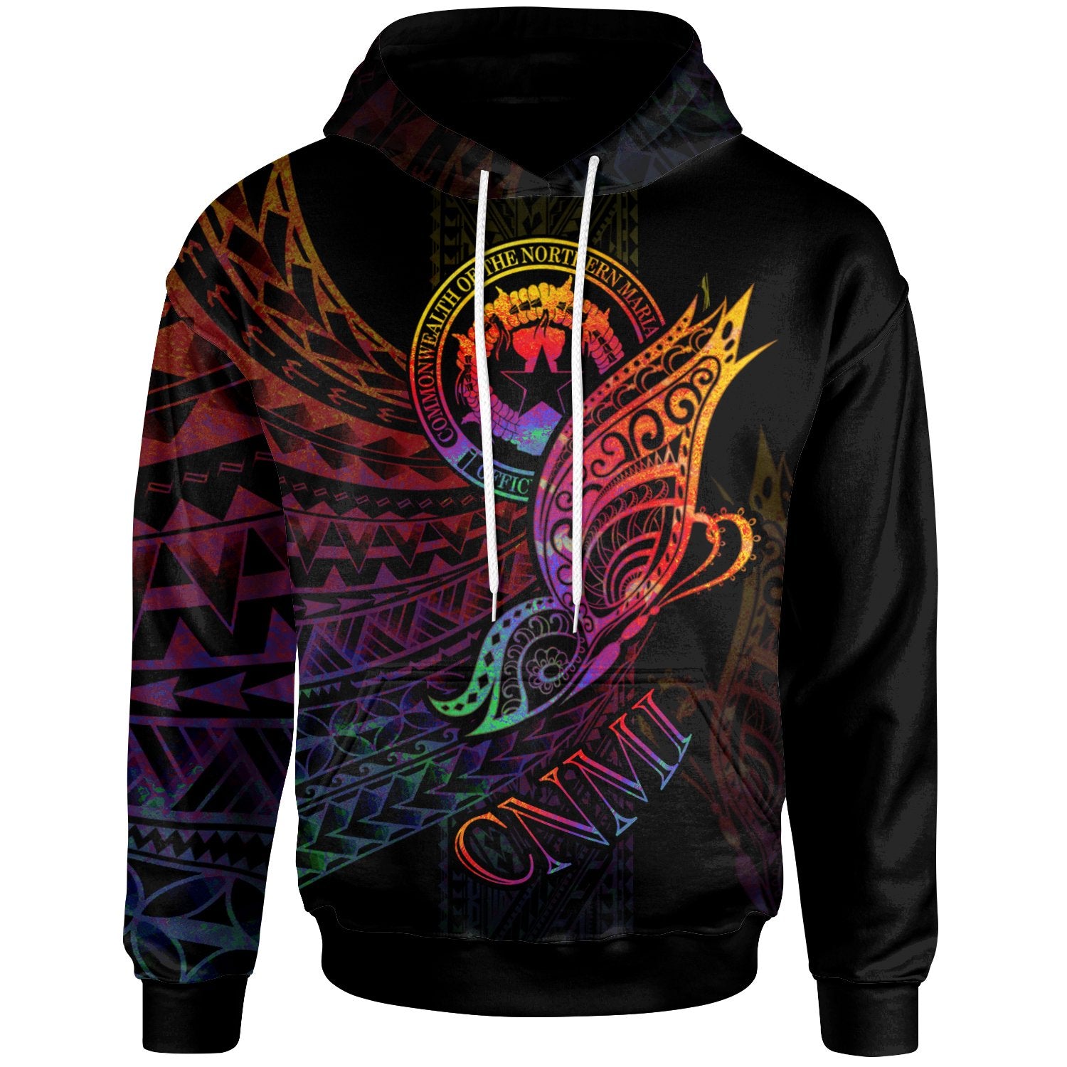 Northern Mariana Islands Hoodie Butterfly Polynesian Style Unisex Black - Polynesian Pride