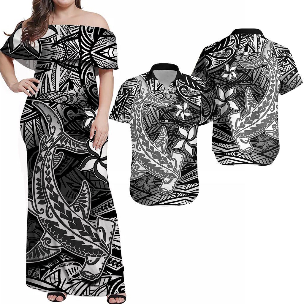 Hawaii Polynesian Matching Dress and Hawaiian Shirt Black Hawaiian Tribal Hammerhead Shark LT14 Black - Polynesian Pride