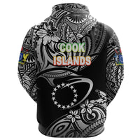 Cook Islands Rugby Zip Hoodie Unique Vibes Black - Polynesian Pride