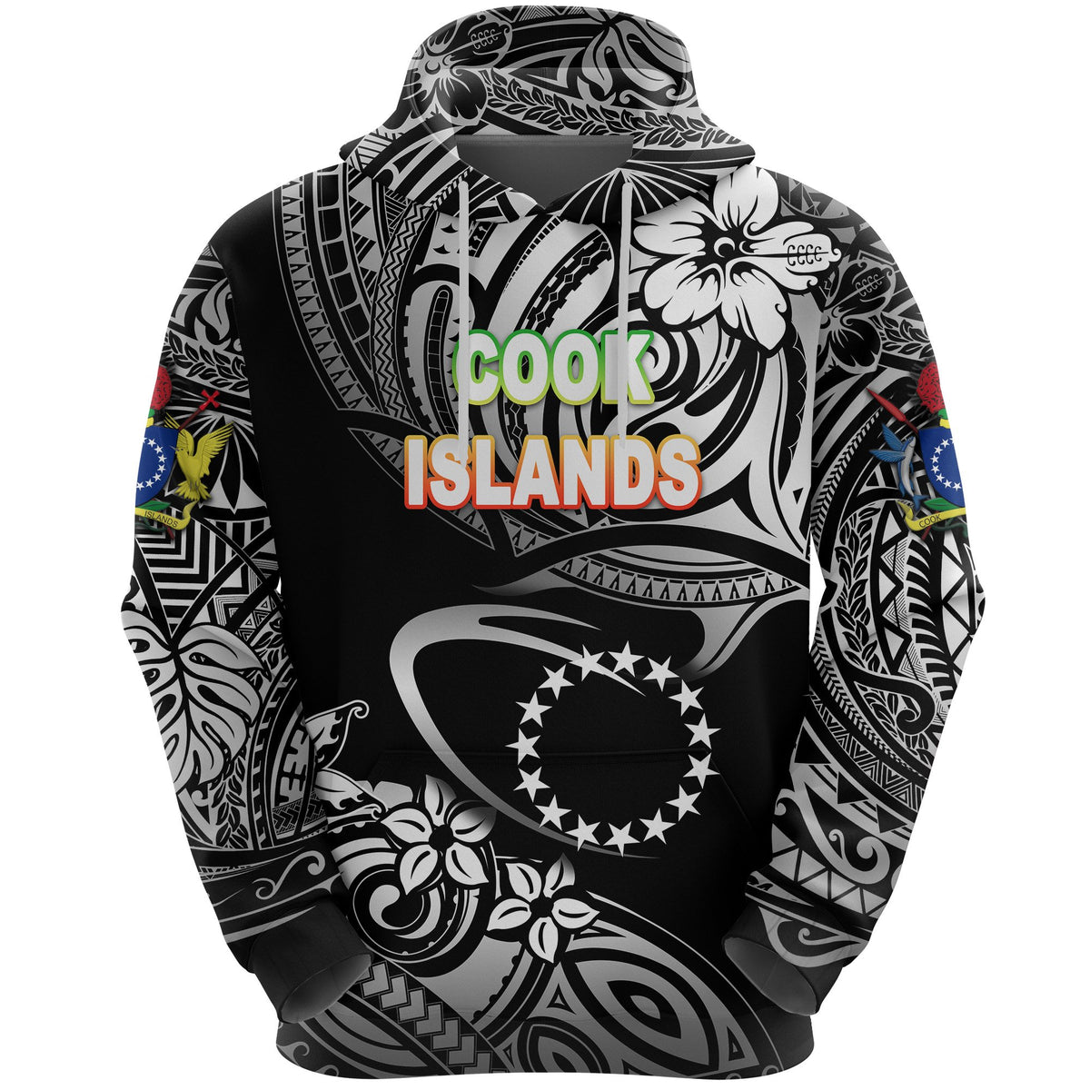Custom Cook Islands Rugby Hoodie Unique Vibes Black, Custom Text and Number Unisex Black - Polynesian Pride