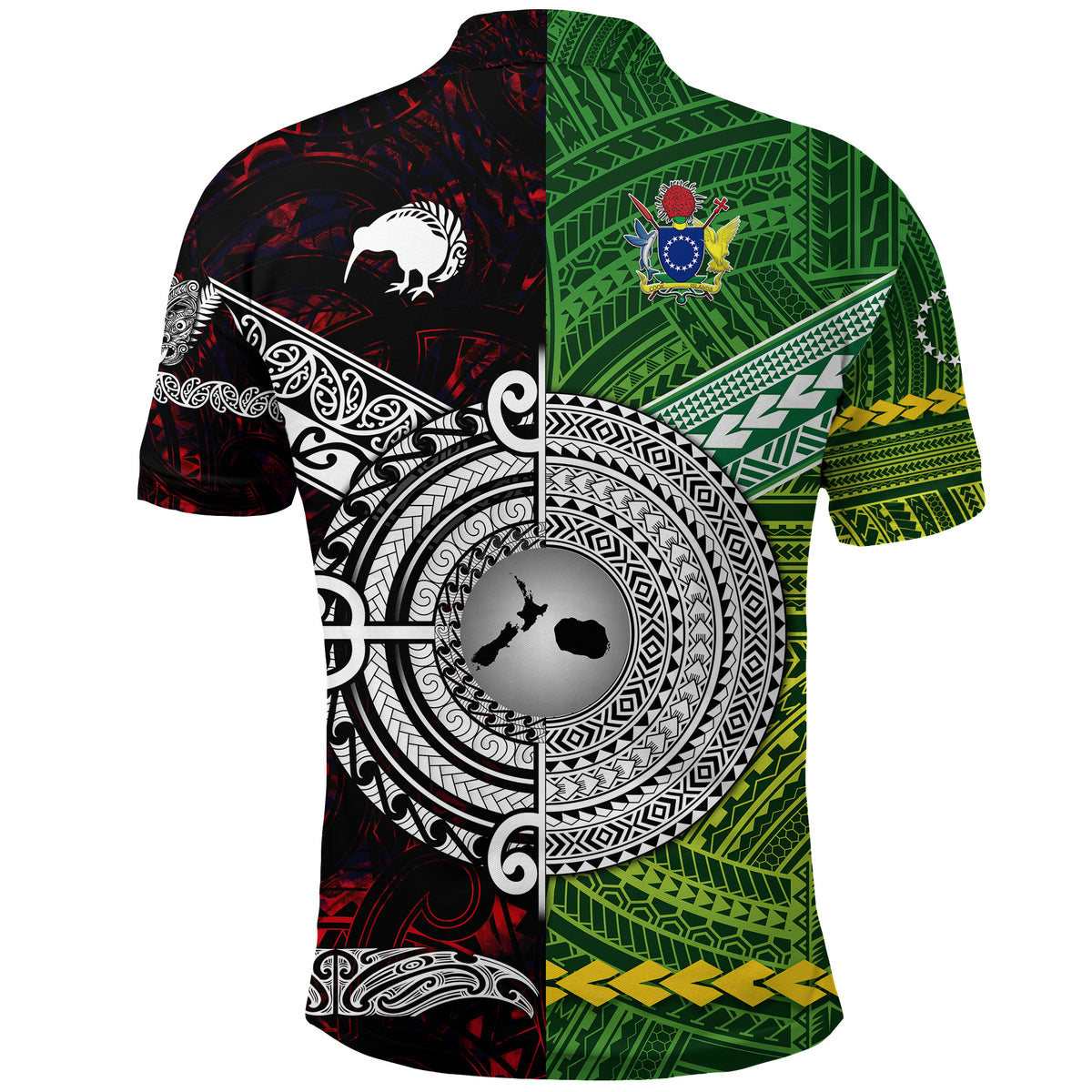Custom New Zealand Cook Islands Polo Shirt Maori Together Red LT8 - Polynesian Pride