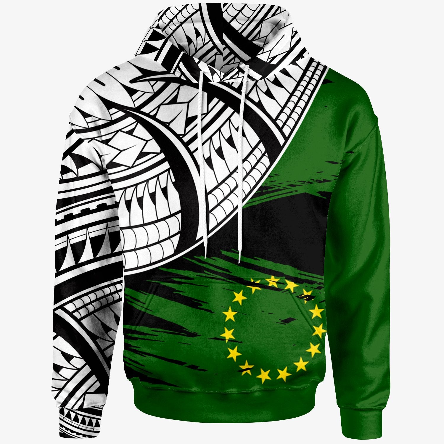 Cook Islands Custom Hoodie Cook Islands Flag Style With Claw Pattern Unisex Green - Polynesian Pride