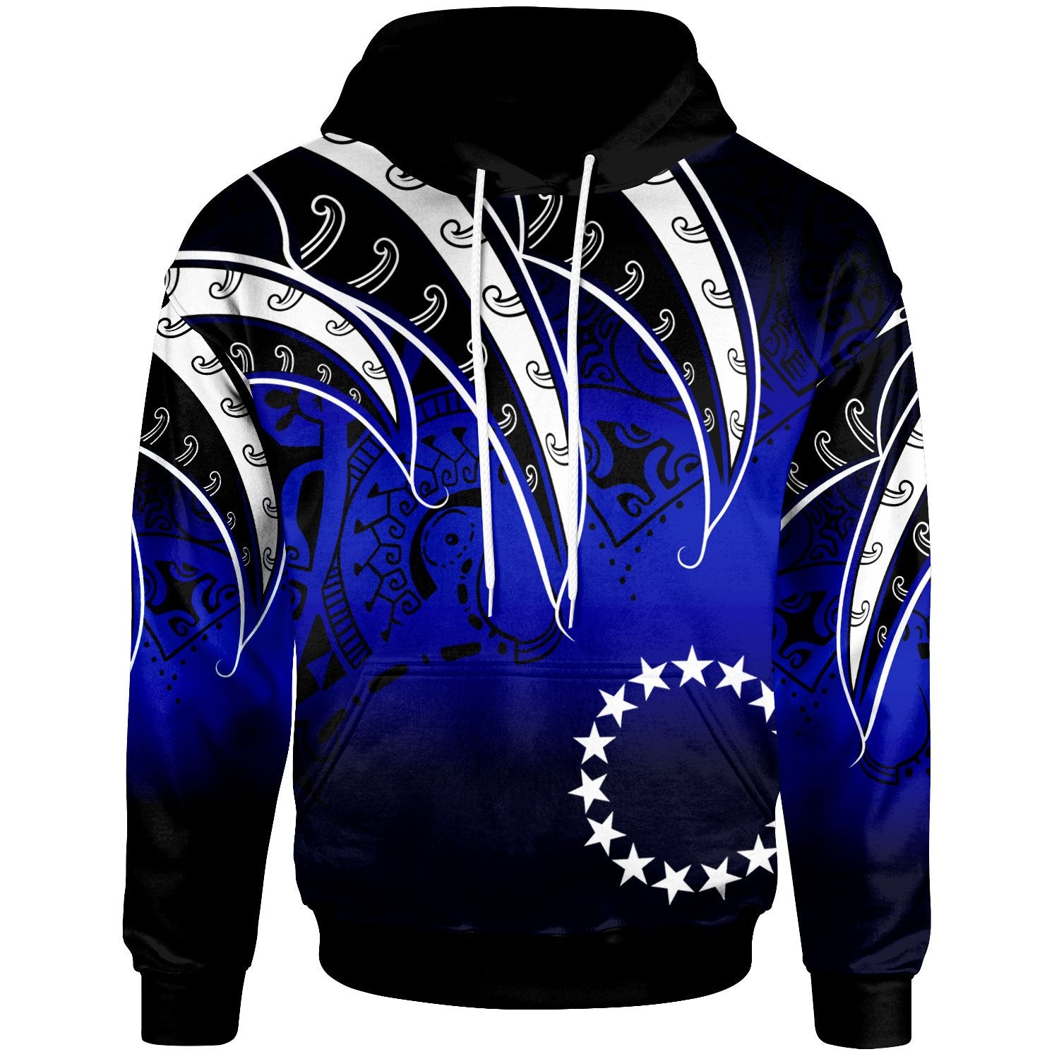 Cook Islands Hoodie Tropical Leaf Gradient Blue Style Unisex Blue - Polynesian Pride