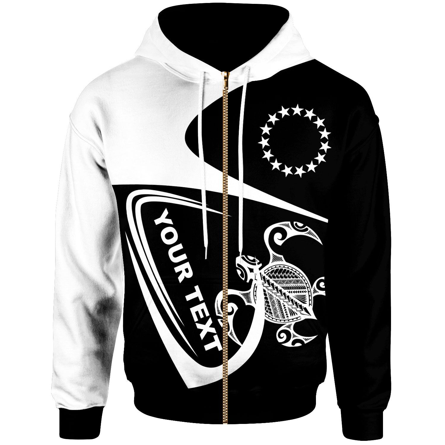 Cook Islands Custom Zip Hoodie Street Style Unisex Black - Polynesian Pride