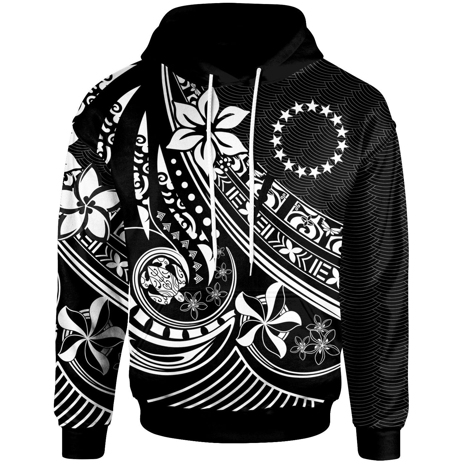 Cook Islands Hoodie The Flow of The Ocean White Unisex White - Polynesian Pride