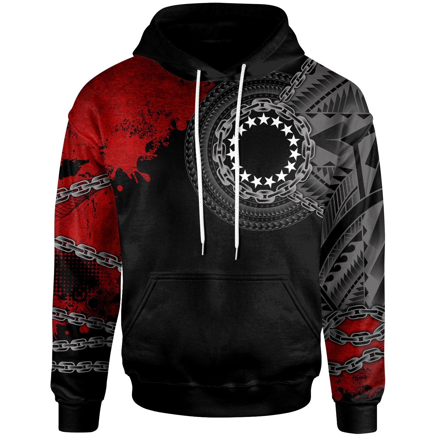 Cook Islands Hoodie Polynesian Chain Style Unisex Black - Polynesian Pride