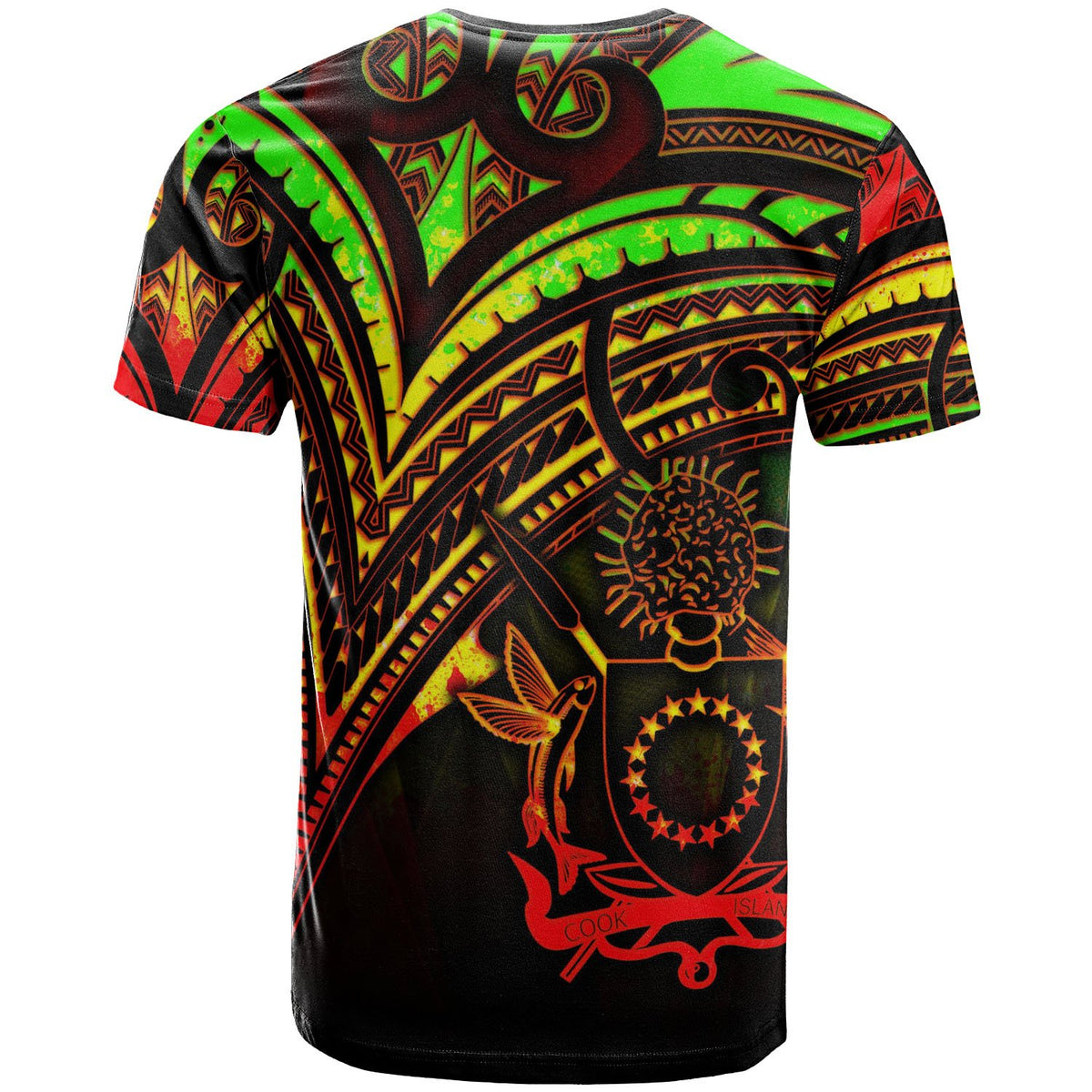 Cook Islands T Shirt Reggae Color Cross Style - Polynesian Pride