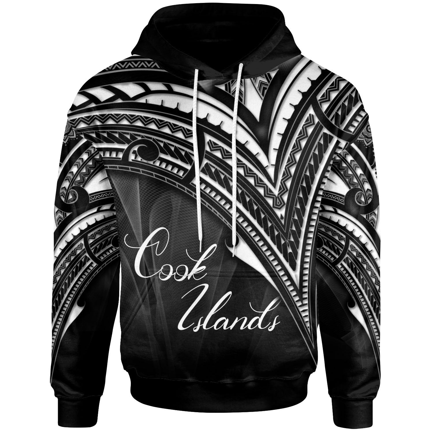 Cook Islands Hoodie Cross Style Unisex Black - Polynesian Pride