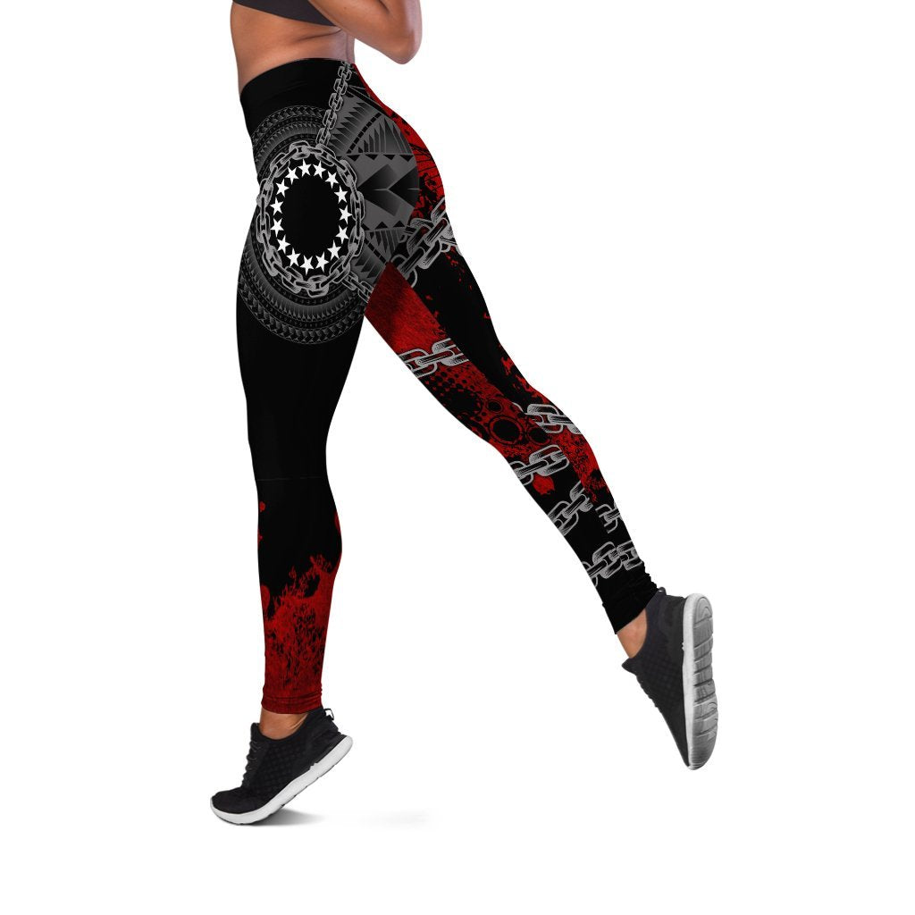 Cook Islands Polynesian Women's Leggings - Polynesian Chain Style Black - Polynesian Pride