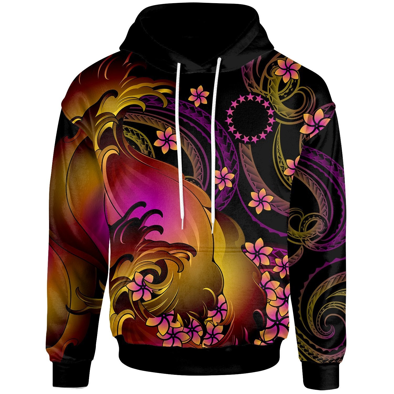 Cook Islands Hoodie Cook Islands in wave Unisex Black - Polynesian Pride