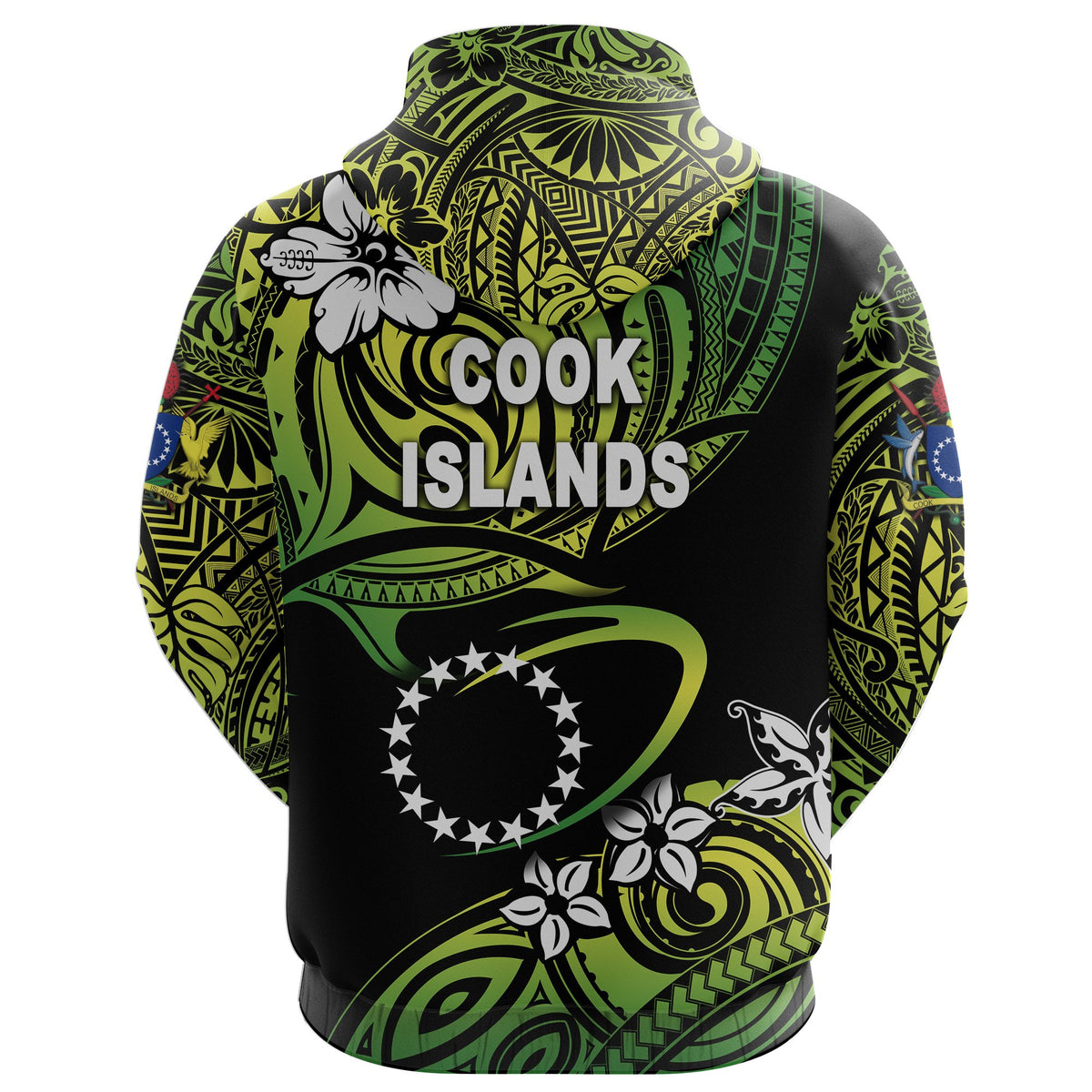 Cook Islands Rugby Zip Hoodie Unique Vibes Green - Polynesian Pride
