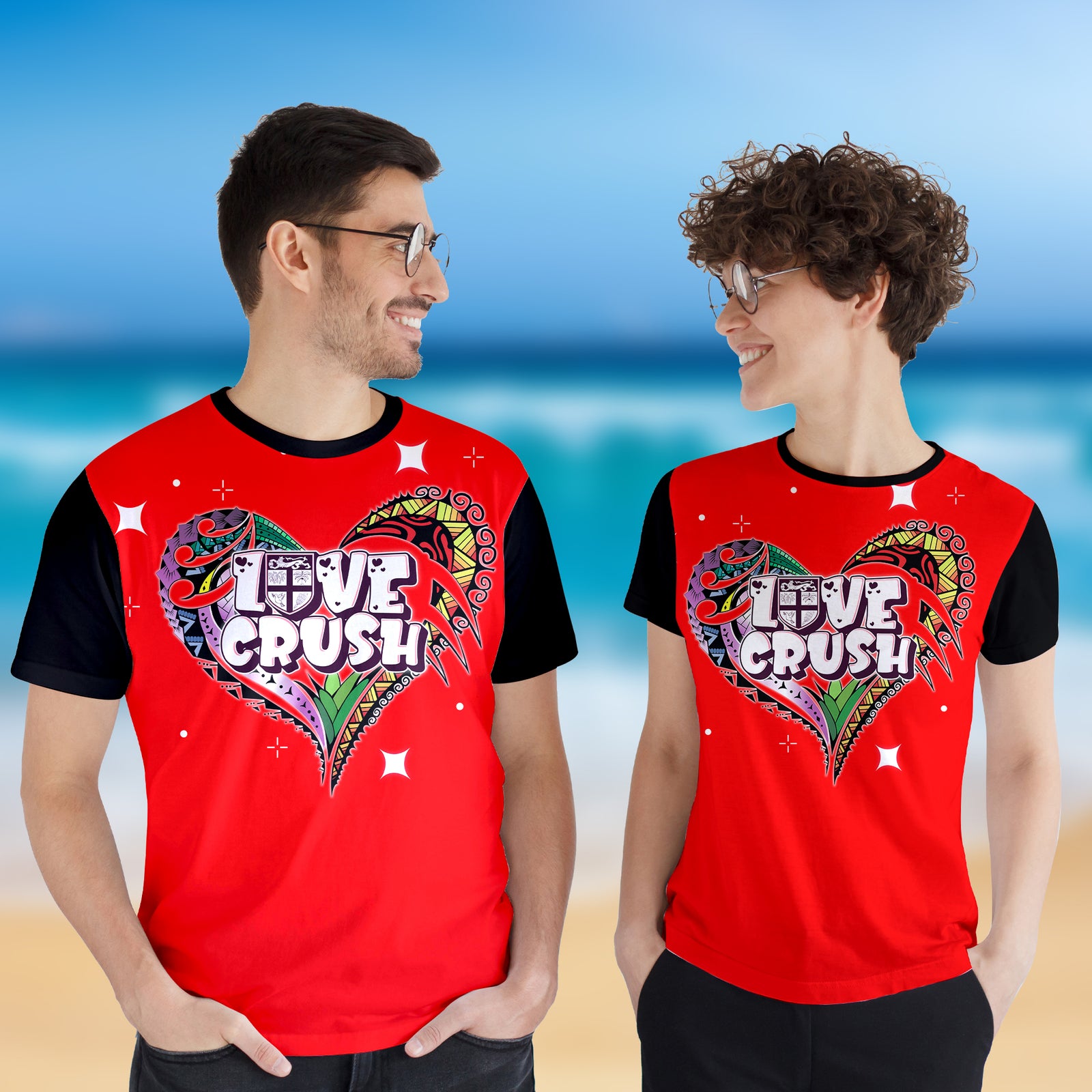 Fiji Valentine Couple Heart T Shirt LT2 - Polynesian Pride