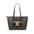 Personalized - Hawaii Turtle Golden Pattern Small Leather Tote Bag Black - Polynesian Pride