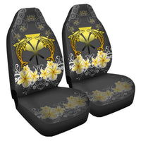 Hawaii Kanaka Dolphin Plumeria Polynesian Car Seat Covers - Bustling Style - AH Universal Fit Yellow - Polynesian Pride