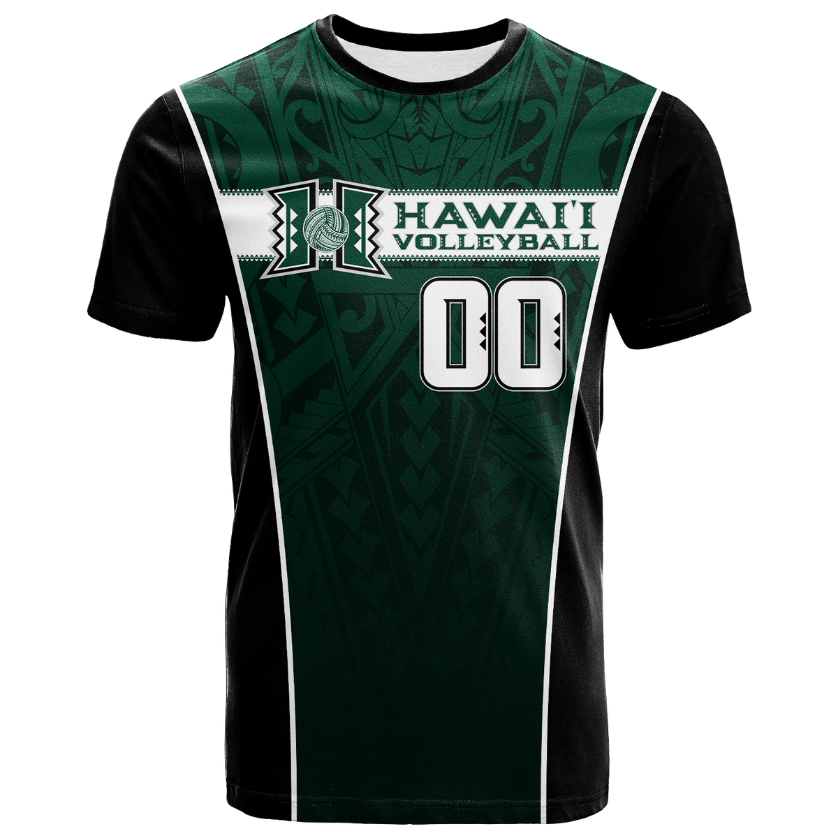 Custom Hawaii Volleyball Green Warrior T Shirt LT2 GREEN - Polynesian Pride