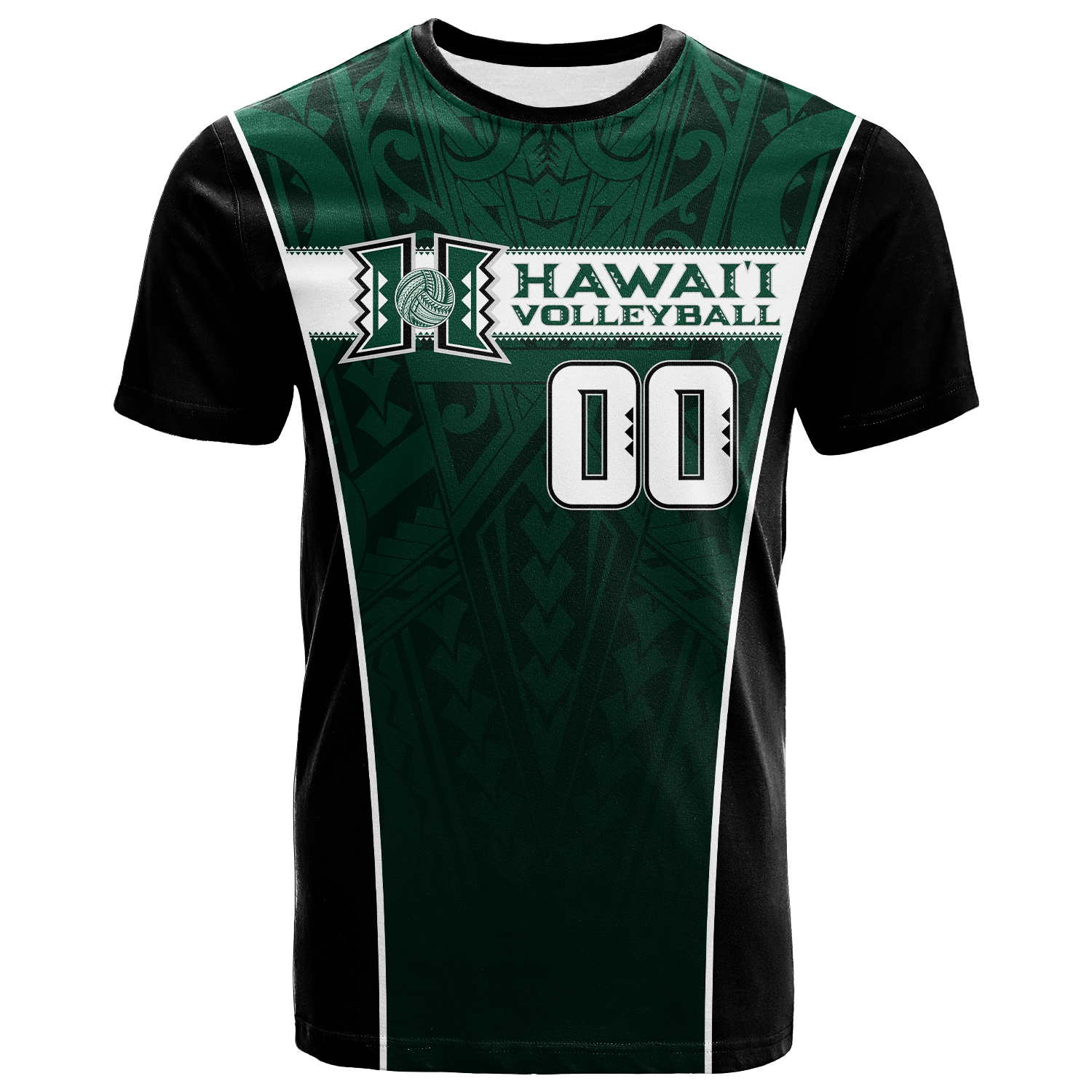 Custom Hawaii Volleyball Green Warrior T Shirt LT2 GREEN - Polynesian Pride