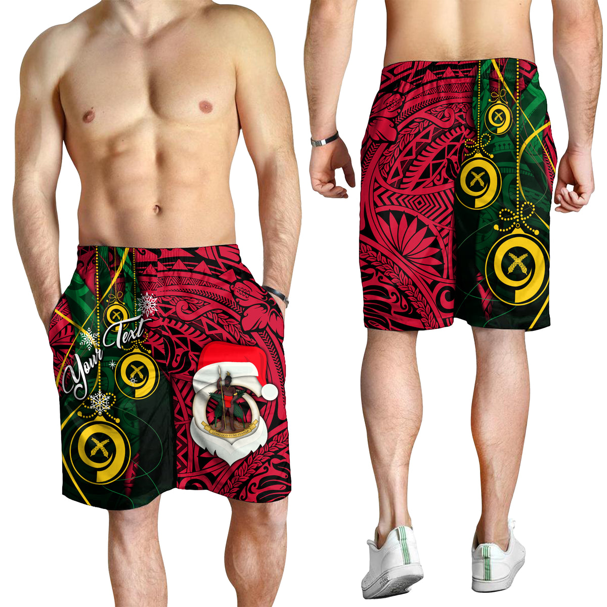 (Custom Personalised) Vanuatu Christmas - Joyeux Nol Santas God Yumi Men Short - LT2 - Polynesian Pride