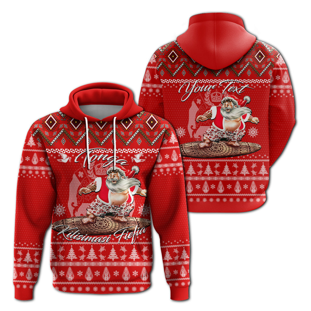 Custom Tonga Christmas Kilisimasi Fiefia Santas Polynesia Hoodie LT2 Hoodie RED - Polynesian Pride