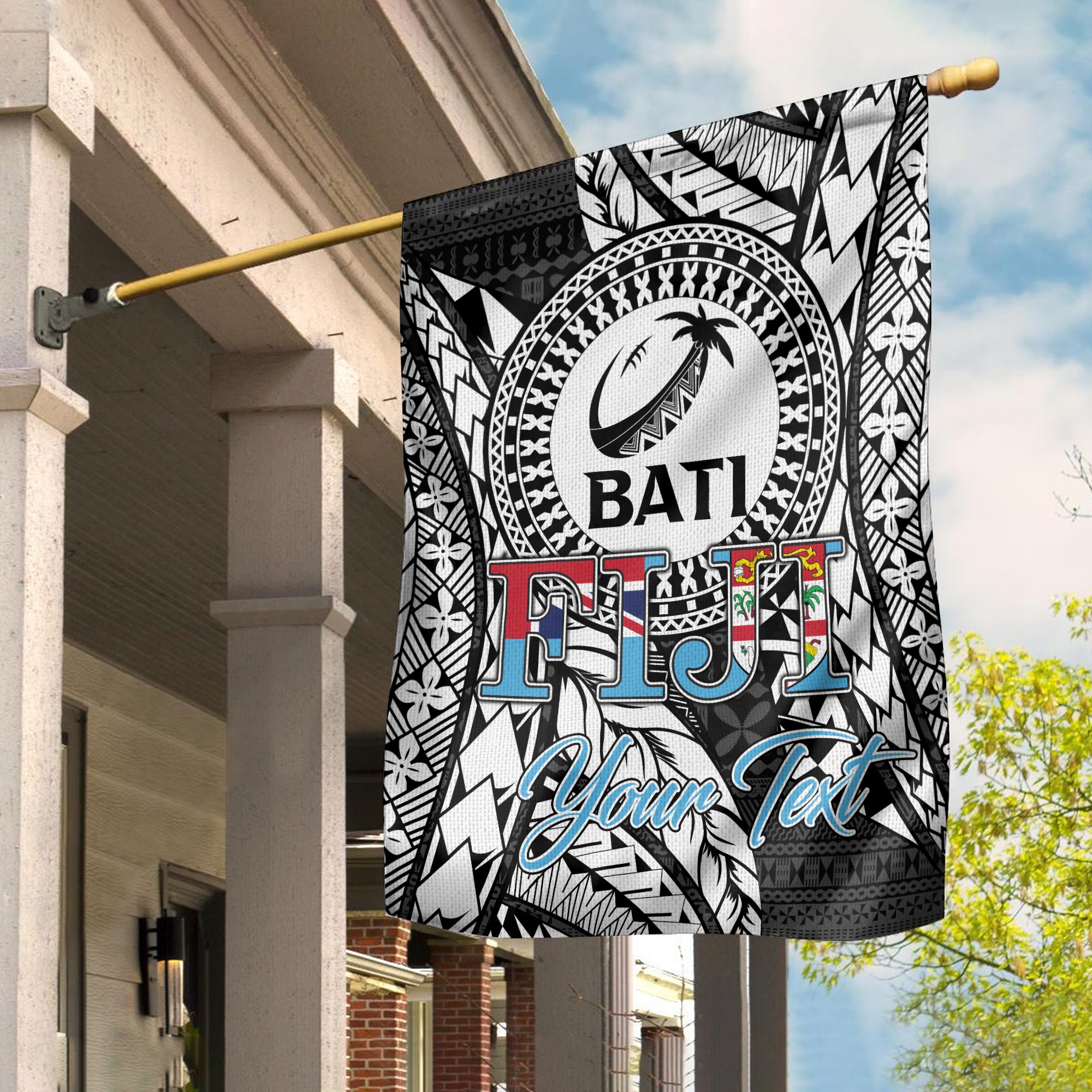 (Custom Personalised)Fiji Rugby Bati Tapa Pattern Flag - LT2 - Polynesian Pride